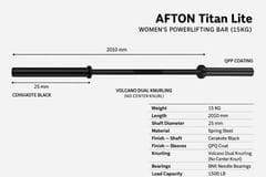AFTON Titan Lite – 15KG Women’s Powerlifting Bar (25mm, Cerakote)