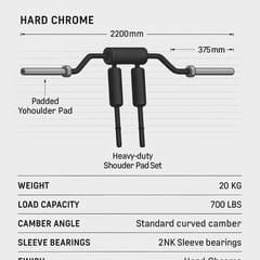 AFTON Guardian – Safety Squat Bar (20KG, Cambered, Padded)
