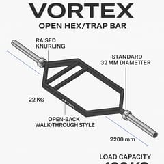 AFTON Vortex – Open Hex Trap Bar (22KG, Walk-Through Design)
