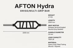 AFTON Hydra – Swiss Multi-Grip Bar (21KG, Neutral Handle Barbell)