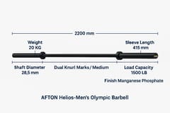 AFTON Helios Bar – Elite 20KG Olympic Barbell (Cerakote + PVD)