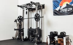 REP Wall-Mounted Ares™ 2.0 (93") – 4 Post Compact Configuration – Metallic Black – With Storage Wings & Full Accessory Package | Luxury Home Gym System India